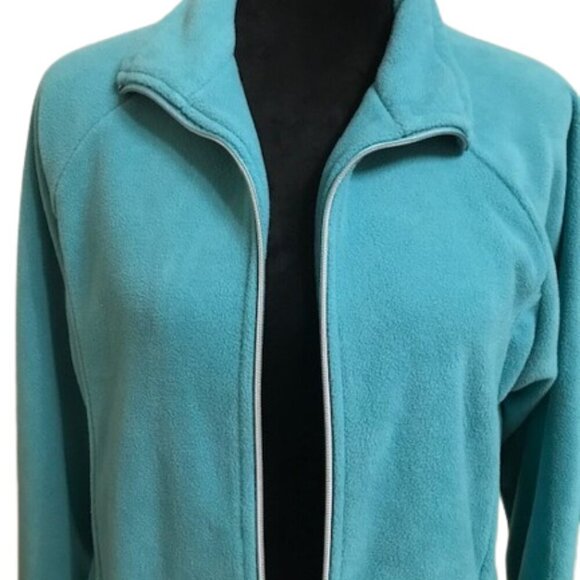 Blair Women's Scandia Fleece Teal Zip Front Jacket Size Small - Picture 3 of 7